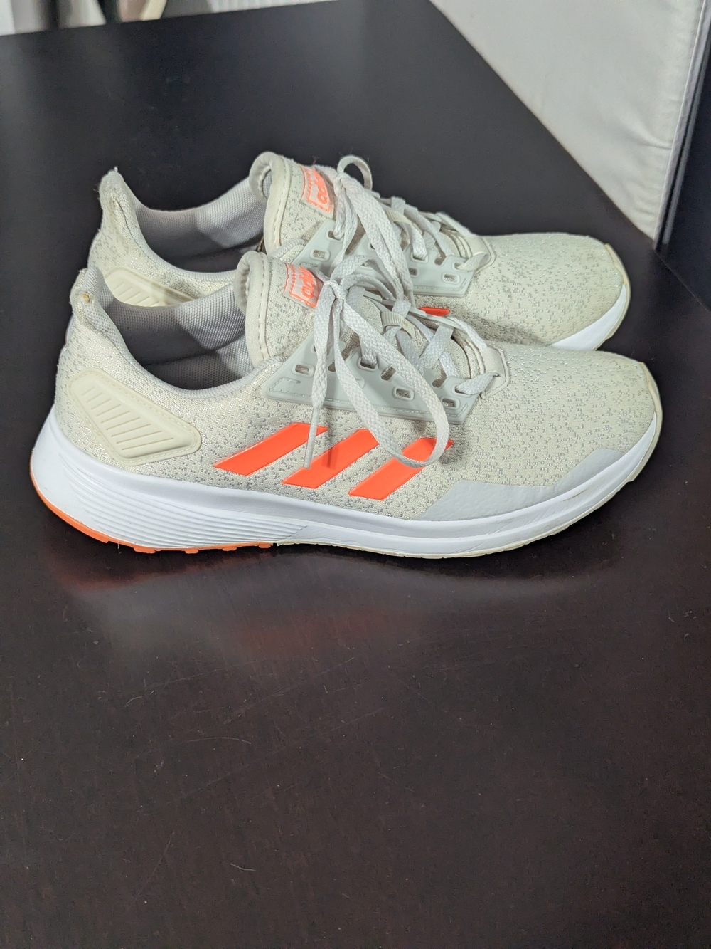 Adidas Light Beige Sneakers with Coral Accents